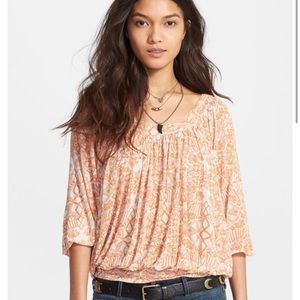 Free People Orange Patterned Top